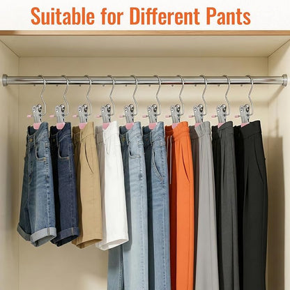 30 Pack Pants Hangers with Clip, Legging Organizer for Closet, Yoga Pants Hangers, Space Saving Hanging Closet Organizer and Storage for Socks, Panties, Underwear, Pants and Jeans (Pink)