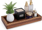 Bathroom Counter Organizer Tray, Wooden Countertop Vanity Trays with Beaded Edge, Farmhouse Decorative Tray Stand for Toilet Tank Candle Sink Kitchen Coffee Bar