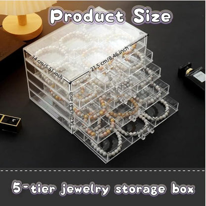Earring Organizer, Acrylic Earring Box Large 30 Compartments jewelry organizers and storage with 5 Drawers Stackable Earring Bracelet Storage Case Jewelry Boxes for Women (Clear)