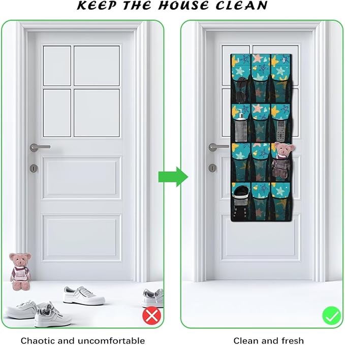 Stars Over the Door Shoe Organizer,Shoe Organizer Door Hanger,Space Saver Shoes Hanger Storage Organizer Bag