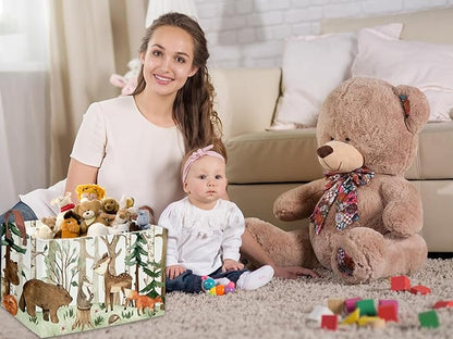 Sanjiaofeng Rectangular Kids Basket Animal Storage Bins,Woodland Storage Baskets with Handles.Clothers,Toys,Books,Kid's Gifts Storage. (Tree animal)