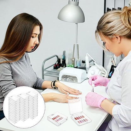 50 Pcs Press on Nail Storage Box, Clear Nail Display Case with 120 Pcs Adhesive Double Sided Tape and 50 Pcs Nails Packaging Bag, Press on Nail Case for Nails Salon, Storage, Display