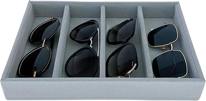Sunglasses Eyewear Watch Tray Gray Velvet Stackable Organizer Premium Quality Jewelry Storage Multi Function Hallway Orgnization Drawer Divider