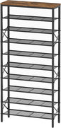 YATINEY 10 Tier Shoe Rack, Large Capacity Shoe Storage Organizer Holds 40 Pairs, Sturdy and Stable, for Entryway, Hallway, Closet, Dorm Room, Rustic Brown SS10BR