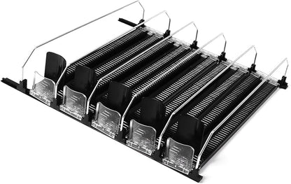 Fridge Drink Dispenser: Adjustable Width, Rainproof Design, Self Pushing Soda Can Organizer, Ideal for Soda and Beer, Black (5PCS)