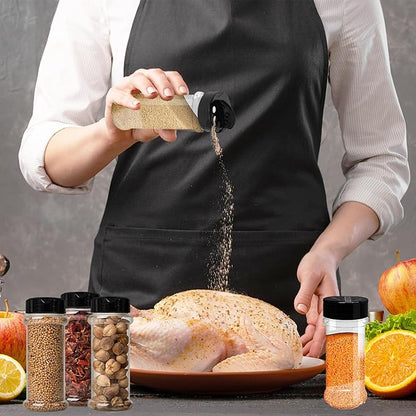 8 Pack 5.5 Oz Plastic Round Spice Bottles with Black Shaker Lids,Reusable Seasoning Containers Jars,Clear Plastic Bottle Containers with Shaker Lids for Powders,Spice,Herbs,Glitters