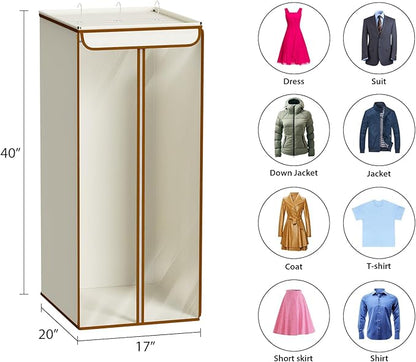 Univivi Garment Bags for Hanging Clothes, Large Clothes Storage Bags Closet Organizer with Clear Window, Premium Hanging Garment Storage Bag for Suits, Coats, Dresses, 40", 2 Pack (Beige)