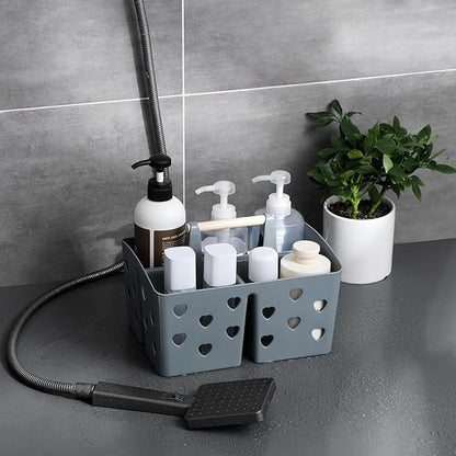 Anyoifax Portable Shower Caddy Plastic Shower Basket Organizer Divided Bathroom Caddy Storage Cleanning Caddy Tote with Handle for College, Dorm Room, Kitchen, Grey
