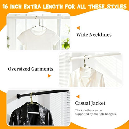 30 Pcs Dry Cleaner Hangers with Tubes - 16" Wire Hangers White Tube with Strong 15 Gauge Wire Bulk for Pants Caped Suit & Strut Home or Dry Cleaners (Gold)