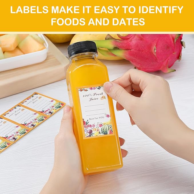 Dabacc Juice Bottles, 45Pcs 12oz Plastic Juice Bottles with Caps Airtight Reusable Clear Empty Water Containers Includes Label Funnel Brush for Juicing Drinking Beverage Smoothies Fridge（12oz）