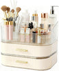 Makeup Organizer for Vanity with Stackable Drawers, 360 Rotating Makeup Brush Holder Large Cosmetic Display Case for Dresser, Bathroom Countertop Skincare Storage, Ideal Gift for Girls (3-layer)