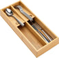 Small Bamboo Silverware Organizer for Drawer Utensil Tray Wood Cutlery Organizer Holder Narrow Flatware Caddy Wooden Kitchen Utensil Cutlery Drawer Skinny Fork and Spoon Silverware Organizer Tray