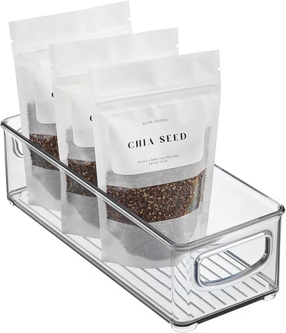 iDesign Stackable Storage Bin with Handles for Pantry, Fridge, or Freezer, Clear, Made in USA