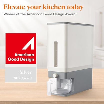 Lifewit 2 Pack Rice Dispenser 25 Lbs(11.3kg), Rice Storage Container Sealed Moisture Proof with Measuring Cup for Kitchen Pantry Household, BPA-Free, Grey