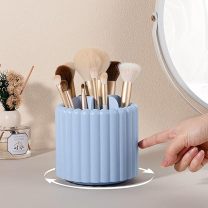 Anyoifax 360 Rotating Makeup Brush Holder 7 Slots Make Up Brush Organizer Removable Spinning Cosmetic Brushes Storage Pen Holder for Vanity, Dresser, Desk, Blue