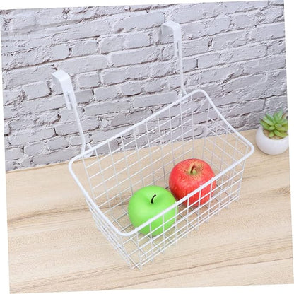 Cabilock White Over Cabinet Door Hanging Storage Basket Organizer Rack for Kitchen Bathroom Office Ventilated Hollow Design Easy Install Required Space Saving Cabinet Storage