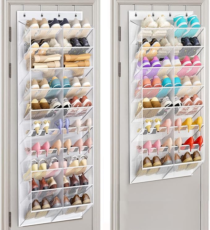 MISSLO 30 Pairs Bundle with 24 Pairs Over the Door Shoe Organizer