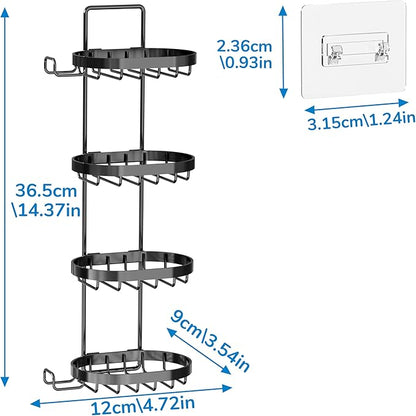 MASADI 4 Tier Soap Dish Holder, Soap Bar Holder with Hooks, Shampoo Bar Caddy for Shower Wall, Razor Holder for Shower, Bar Soap Container 304 Stainless Steel, Bathroom(Black)