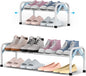 YEASHEIN 1-Tier Expandable Shoe Rack for Closet Floor, Λ-Frame Metal Small Shoe Rack for Entryway, Adjustable Shoe Shelf Organizer, Free Standing Shoe Racks for Front Door Entrance, Garage - White