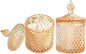 Colorful Home Decorative Jar Qtips Holder Dispenser Glass Storage Container Bathroom Counter Vanity Organizer for Bath Salts/Swabs/Rounds Makeup Sponges Toothpick Jewelry (Amber,10 oz，2