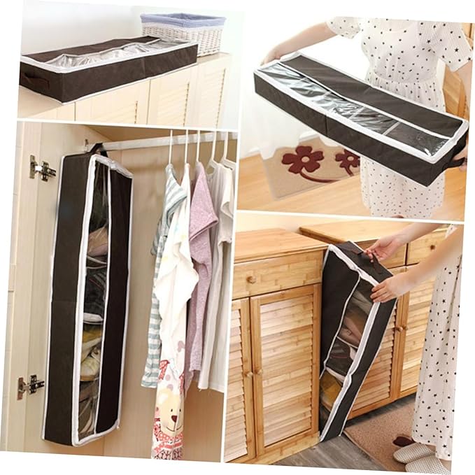 Luxshiny Foldable Non Woven Shoe Storage Case with Transparent Compartments Practical Multi Purpose Shoe Organizer Box for Dorm and Closet Large Capacity Dustproof in Small