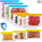 10 Pack Dishwasher Safe Reusable Bags, Leakproof Reusable Freezer Bags, BPA Free Food Storage Bags for Lunch Marinate Food Travel - 3 Gallon 3 Snack 4 Sandwich Bags