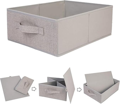 Clothings Collapsible Storage Bins, Foldable Drawer Organizers Closet Storage Baskets Cube Storage Bin for Bedroom Living Room (4 Pack, Grey, 15.4x11.4x5.5inch)