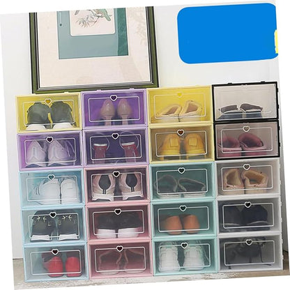 KOMBIUDA 6pcs Plastic Shoe Storage Boxes Organizer Simple Design for Easy Access