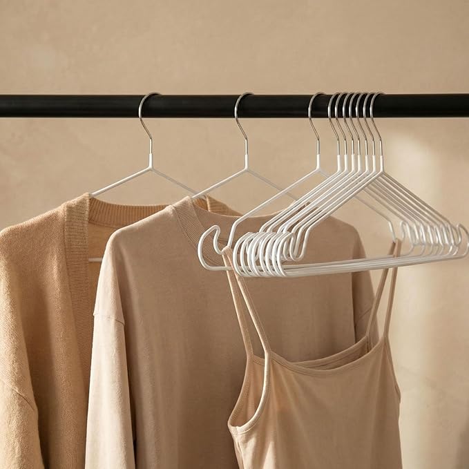 Clothes Hangers, 20Pack,White Metal Hangers,15.7'W Space-Saving Shirt Hanger,Non-Slip Heavy Duty Hanger with Deep Shoulder Notches for Dress and Camisole
