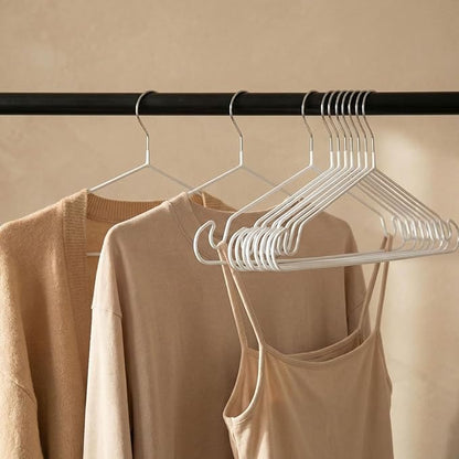 Clothes Hangers, 20Pack,White Metal Hangers,15.7'W Space-Saving Shirt Hanger,Non-Slip Heavy Duty Hanger with Deep Shoulder Notches for Dress and Camisole