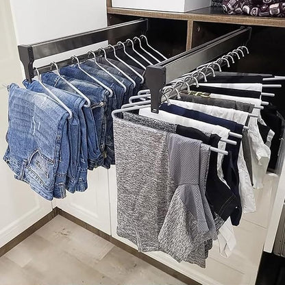 IBOWZ Pull Out Clothes Hanger Rod Sliding Wardrobe Closet Rod - Heavy Duty Extendable Pull Out Closet Rod, Pull Out Closet Rod Adjustable 30-80cm Wardrobe Rail Clothes Rack, Extendable Clothes Rai