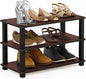 Furinno Turn-S-Tube Shoe Rack, 3-Tier Small Shoe Organizer, Toolless Shoe Storage, 11.6 x 23.6 x 22.2, Easy Assembly, for Closet Entryway, Office, Garage, Cherry Oak