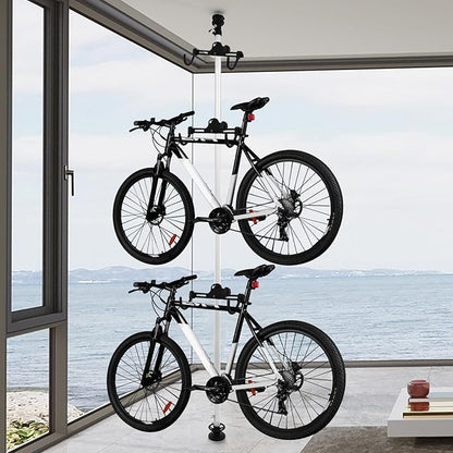 LYNICESHOP Bike Stand, 3 Bike Storage Rack Vertical Bracket for Bicycles, 360° Adjustable Hook Indoor Bike Storage Pole Stand for Garage Indoor Apartment
