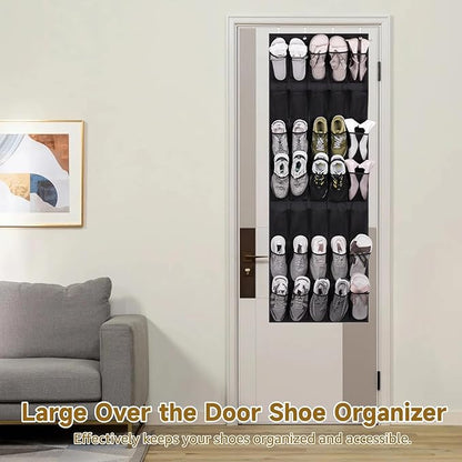3 Pcs Over the Door Shoe Organizers, 35 Pockets Large Hanging Storage Bags, Space-saving Non-Woven Mesh Shoe Racks, Hanging Storage Holders for Shoes, Boots, 27.5×65", Fits Standard Doors