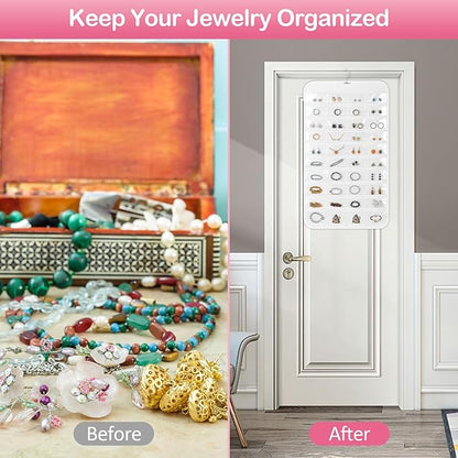 2 Pack Hanging Jewelry Organizer, 80 Clear Pockets earring organizer and storage, Accessories holder organizer for Closet, Jewelries, Necklace, Travel