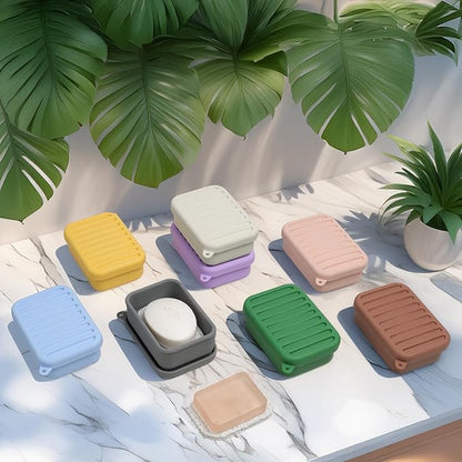 Superior Leak-Proof Silicone Travel Soap Case with Drainage Lid/Layer, Compact Bar Soap Container, Durable Soap Holder for Camping, Gym, and Travel Size Toiletries (Butter-Yellow)