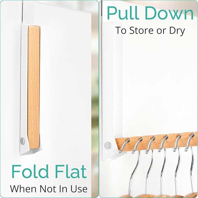 TERRA HOME Over The Door Coat Rack - Portable Foldable Laundry Hanger Dryer Rack - Ideal for Travel and Laundry Needs - Convenient Over The Door Hanger for Clothes and Laundry - 1PCS (White)