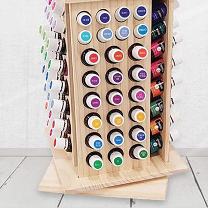 104-Slot 8 Tier Wooden Rotating Essential Oil Rack, Multi-Layer Essential Oil Bottle Display Storage Organizer Display Stand Diffuser Holder 104-Slots for 2.6cm/3cm Diameter Bottles