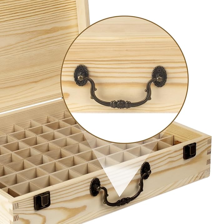 Essential Oil 80 Slots Storage Box Wooden Essential Oils Display Organizer Stand Holder for 15 ml Bottles Nail Polish Collection.