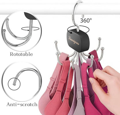 Belt Hanger, Belt Organizer for Closet,Rotatable Tie Rack,Belt Holder,Hanging Closet Organizer Hook for Belt, Bra, Tank Top, Tie, Scarf, Purse,4PCS,Black