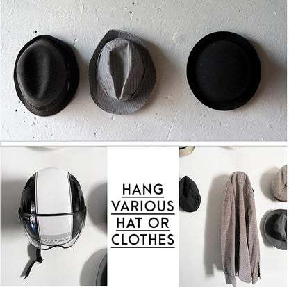 Black Painted Steel Wall Mounted Hat & Helmet Rack - 4 Pcs Multifunctional Cap Holder Organizer for Bedroom, Entryway
