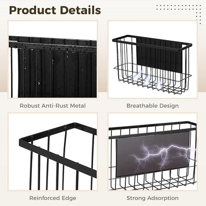 Adsorptive Refrigerator Organizer Basket, No Installation Fridge Organizer, Fridge Side Rack for Microwave Oven Cabinet Pantry, Kitchen Spice Storage Holder, No Drilling Metal Basket