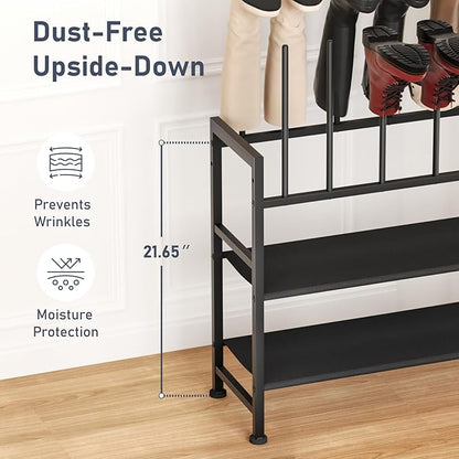 DIMJ Free Standing Shoe Racks - 4-Tier Boot Rack, Black Metal Boot Storage Organizer Tall Boots Organizer for Closet, Multiuse Shoe Rack for Boots, Sneakers,Fit for 6 Pairs Boots, Black