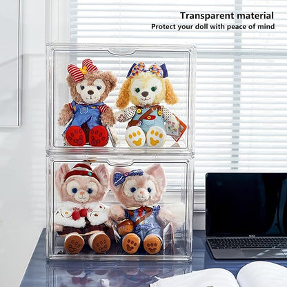Clear Plastic Stackable Storage Bins, Clear Shoe Box, Dustproof Book & Cosmetic Display Cases, Large Figures Collectibles Showcase, Shoe Storage Boxes, Bag Organizer (2, TransparentXL-2 Pack)