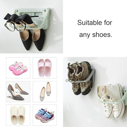 4 Pack Hanging Plastic Shoe Rack Wall Mount Creative Folding Organizer Camper Shoes Storage Shelf Adhesive Shoe Holder For Door