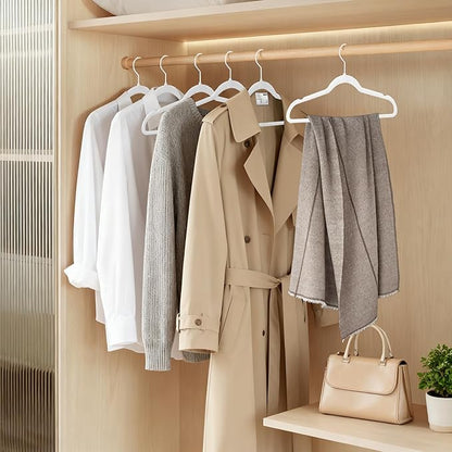 ManGotree White Velvet Coat Hangers with 360° Swivel White Hook, Non-Slip Felt Suit Hangers, Slim Space Saving Clothes Hanger for Jacket, Sweater, Shirt, Dress, Pants (22 Pack)