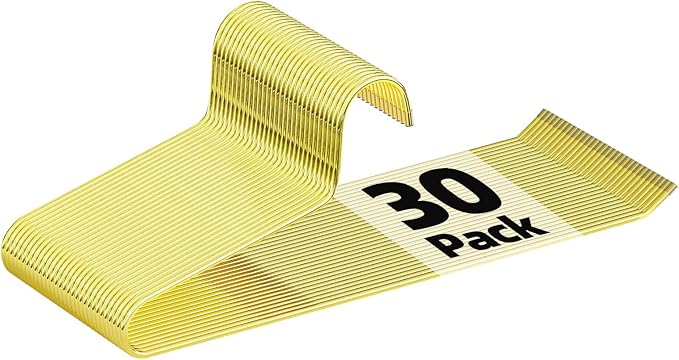 SPECILITE 30 Pack Open Ended Metal Gold Pants Hangers for Jeans, Slacks, Leggings, Towel, Scarf, Heavy Duty & Space-Saving