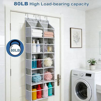 Widousy Heavy Duty Over The Door Organizer, 5-Tier Extra Large Behind Door Storage with 10 Big Front & 10 Mesh Pockets, 80lb Weight Capacity, Hanging Storage for Toys, Diapers, Shoes, Clothes
