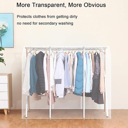 Clothes Rack Cover with Zipper, Dustproof Clothes Cover with 2 Durable Zipper Clothing Waterproof Protector, Designed for X-Type Coat Racks(White,180x130x95cm/71x51x37in)