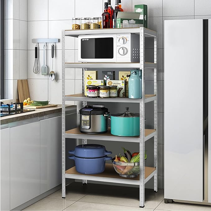 Tangkula 72" Storage Shelves, Heavy Duty Steel Frame 5-Tier Garage Shelf, Metal Multi-Use Storage Shelving Unit for Home/Office/Dormitory/Garage (1, Silver)